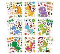27 Sheets Make a Face Stickers for Kids, DIY Funny Animal Cartoon Stickers Kit, Creative Mix and Match Arts and Crafts, Perfect as Birthday Party Supplies and Childrens Activity (Dinosaur)