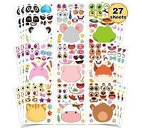 27 Sheets Make a Face Stickers for Kids, DIY Funny Animal Cartoon Stickers Kit, Creative Mix and Match Arts and Crafts, Perfect as Birthday Party Supplies and Childrens Activity (Animal face)