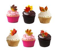 27 Stand Up Premium Edible Wafer Paper Autumn Leaves Cake Toppers Decorations by Top That
