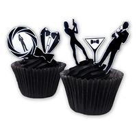27 Stand Up Silhouette 007 James Bond Themed Edible Wafer Paper Cake Toppers Decorations