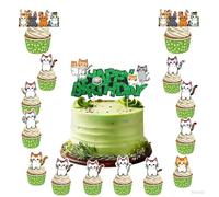 27 Stück Tortendekorations Set + 4 Blätter Temporäre Tattoos für Kinder, Kuchen & Muffin Deko, Cupcake Topper & Tortenaufleger, Geburtstagsparty Deko