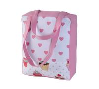 (27 x 32 x 11 cm) Cotton Pink Hearts & Cup Cakes Design Shopping Bag