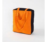 HOMESCAPES Orange Black Cotton Large Designer Tote Bag with Zipper & Internal Pockets Solid Orange & Black Design Shopping or Shoulder Bag 27 x 32 x 11 cm