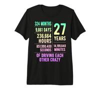 27 Years Married Funny 27th Wedding Anniversary Premium T-Shirt