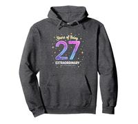 27 Years of Being Extraordinary Birthday Gift Pullover Hoodie, Adult Unisex, Dark Heather Grey, S