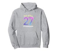 27 Years of Being Extraordinary Birthday Gift Pullover Hoodie, Adult Unisex, Heather Grey, L