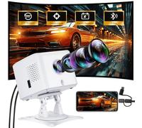[270°Adjustable Stand] Mini Projector with Bluetooth, Electric Focus and 1080P Auto Keystone Projector, Portable Outdoor Movie Projector Compatible with Phones