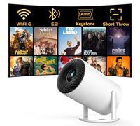 [270° Adjustable Support] PANSEBA Smart Mini Projector with WiFi 6 and Bluetooth, Car Movie Projector Keystone Outdoor Support Full HD 1080P, Portable Home Projector for Phone
