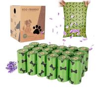 270 Dog Waste Bags with Lavender Fragrance, 18 Rolls Compostable Waste Bag for Dogs, Strong Easy to Tear, Leak-Proof, Portable Dog Waste Bags (15 per Roll)