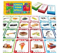 270 PCS Spelling Checking Flashcards, Learn Words & Check Spelling Game, Realistic Animals/Foods/Daily Life Necessities Cards, Educational Tool Word Learning for Kids, Students Aged 8+