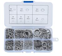 270 Pcs Starlock Washers, Stainless Steel Internal Star Tooth Locking Flat Round Quick Speed Push On Speed Clips Locking Starlock Fasteners Washers Assortment Kit, M3/M4/M5/M6/M8/M10/M12