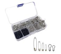 270 Safety Pins, Durable Wire Nickel Plated Pins, 6 for Clothes Dress Pants Craft Blanket Brooch Dress Making (Black Silver)