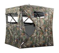 270° See Through Hunting Blind Pop Up Ground Hide, Camouflage Oxford Cloth Tent, Portable Weather Resistant Shooting Shelter with Mesh Panels for 1-4 Person Use (Camouflage)