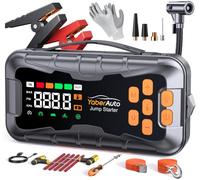 27000mAh Jump Starter Power Pack with Air Compressor 160PSI, Car Battery Booster Jump Starter (All Gas/14L Diesel/Hybrid) with Tire Repair Kit, Hook Stone, Tow Rope,Gloves, 2000 Lumen