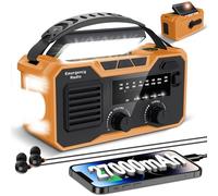 27000mAh Wind Up Radio, Emergency Radio Crank Solar FM/AM, Hand Crank Radio With Reading Lamp/SOS Alarm/3 Mode Flashlight, Solar Powered Radio With Wireless Speakers And Headphone Jack (Orange)