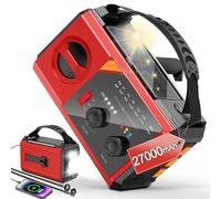 27000mAh Wind Up Radio Solar - Emergency Radio Battery Powered, AM/FM Weather Alert, SOS Torch, Portable Survival Kit for Camping & UK Power Cuts (Red)
