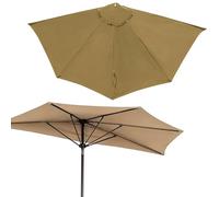 270cm 300cm 5 Ribs Half Round Patio Umbrella Replacement Canopy Cover, UV Protective Waterproof Strong And Thick, Foldable Polyester Fabric Garden Sun Umbrella Cloth, Canopy Only(Khaki,2.7m)