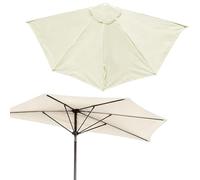 270cm 300cm 5 Ribs Half Round Patio Umbrella Replacement Canopy Cover, UV Protective Waterproof Strong And Thick, Foldable Polyester Fabric Garden Sun Umbrella Cloth, Canopy Only(Beige,3m)