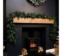 270cm 9ft Deluxe Christmas Princess Garland With 180 Tips and 14 Pine Cones Samuel Alexander Green One Size