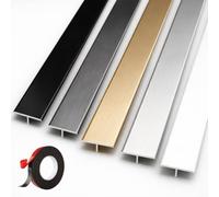 270cm Aluminium Door Threshold Strip for Laminate to Tile, Brushed Tile Trim, Self Adhesive Floor Transition Bar, Flat Metal Edging Strip Gap Filler(Champagne,3pcs*90 * 2cm)