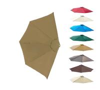 270cm Half Parasol Replacement Cover Waterproof Khaki Fabric for Beach Garden & Market 5 Struts Semi Circular Umbrella Canopy & UV Resistant