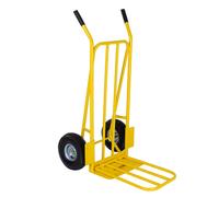 BULLDOZER PRO Heavy Duty Sack Truck, Folding Platform Trolley, Pneumatic Tyres Sack Barrow, Durable Steel Frame, Rubber Handle Grips, Domestic & Commercial Use, 270kg Capacity, Yellow (112x56.5x47cm)