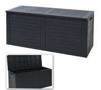 270L Large Black Outdoor Cargo Garden Storage Box Plastic Container Chest & Lid