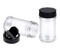 270ml Plastic Storage Jars with Shaker Black Flip Screw Top lid Spice Jar Herb Powders Glitter Craft Storage (2 Jars)
