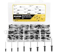 270PCS Black Pop Rivets Set, Aluminium Blind Rivets Assortment Kit with 8 Sizes (1/8" & 3/16"), Durable Dome Head Fasteners for Automotive, Guttering and DIY Repair, Organiser Case Included