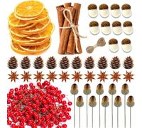 270Pcs Christmas Wreath Making Supplies, Cinnamon Sticks, Dried Orange Slices, Acorns for Crafts and Artificial Berries for Christmas Wreath Decoration, Natural Scent Diffuser