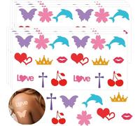 270pcs Tanning Sunbathing Stickers Beach Outdoor Salon Tanning Bed Decals | Self Adhesive Heart Lips Dolphin Butterfly Cherry Body Sticker for Summer Party Supplies