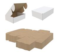 270x180x80mm || 11x7x3" Inches || Pack of 20 || AKAR Strong Die Cut Postal Mailing Cardboard Boxes White Small Parcel Ideal for Gift Packet DVD Jewellery Shipping Box Die cut boxes