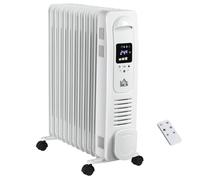 HOMCOM 2500W Oil Filled Portable Radiator Heater w/ Remote Control - Black - White
