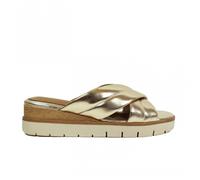 27233 44 933 | Women's Gold Cross-Strap Wedge Sandals | Stylish Platform Slides