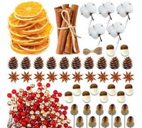 275Pcs Christmas Wreath Making Supplies, Cinnamon Sticks, Dried Orange Slices, Star Anise, Acorns for Crafts and Artificial Berries for Christmas Wreath Decoration, Natural Scent Diffuser