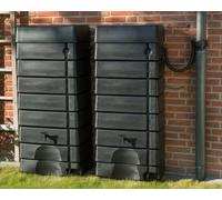 276 Litre Black Wall Tank Double Kit with Rain Trap Downpipe Connector and Link Kit