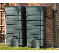 276 Litre Grey Wall Tank Double Kit with Diverter Kit and Link Kit