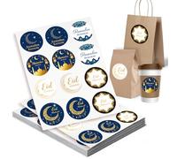 276PCS Eid Ramadan Mubarak Stickers Large Round Ramadan Kareem Stickers Happy Eid Sticker Islamic Muslim Labels Seal Sticker Decoration for Favours Box Window Sweet Bags