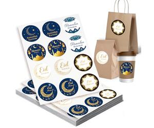 276PCS Eid Ramadan Mubarak Stickers Large Round Ramadan Kareem Stickers Happy Eid Sticker Islamic Muslim Labels Seal Sticker Decoration for Favours Box Window Sweet Bags
