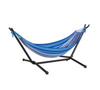 277 x 121cm Hammock with Metal Stand Portable Carrying Bag 120kg White Stripe