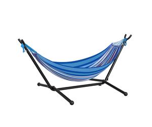 277 x 121cm Hammock with Metal Stand Portable Carrying Bag 120kg White Stripe