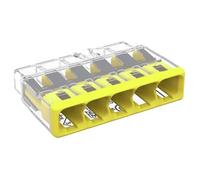 2773-405 | WAGO Wall-Nuts® PUSHWIRE® Splicing Connector | for Solid and Stranded Conductors | 5-Conductor | Yellow Cover | [Box of 60 Pieces]