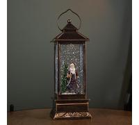 27cm Battery Operated Light up Bronze Christmas Water Spinner with Santa Scene & LEDs