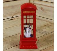 27cm Dual Power LED Christmas Glitter Water Spinner Red Phone Box Snowman Scene Samuel Alexander Red One Size
