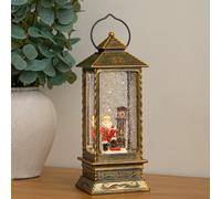 27cm Dual Powered Antique Gold LED Christmas Water Spinner with Santa & Clock