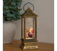 27cm Dual Powered Antique Gold Santa Christmas Water Spinner with LEDs