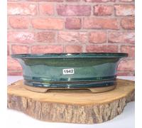 27Cm Glazed Bonsai Pot - Oval - 27Cm X 21Cm X 7Cm - Green
