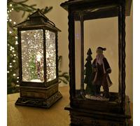 27cm Premier Glitter Water Spinner LED Lantern Christmas Decoration with Santa Scene Samuel Alexander Gold One Size