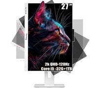 27Inch All-in-One Desktop PC, QHD AIO Display for Home Office, Core i5-12400F(up to 4.6GHz), 1TB Storage(M.2 PCIE SSD), 32GB DDR4 RAM, WiFi 6, Mouse and Keyboard Included