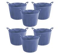 27L 27 Litre Multi-Purpose Plastic Flexi Storage Bin Container - Set of 6 Blue - Ideal for Toy Storage, Bathroom, Kitchen, Office or Bedroom Use
